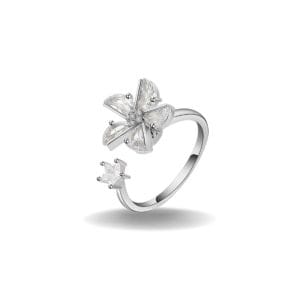 Drehbarer Ring AMORILLA Silber Weißer Hintergrund
