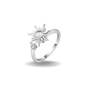 Drehbarer Ring SUNCE Silber Weißer Hintergrund