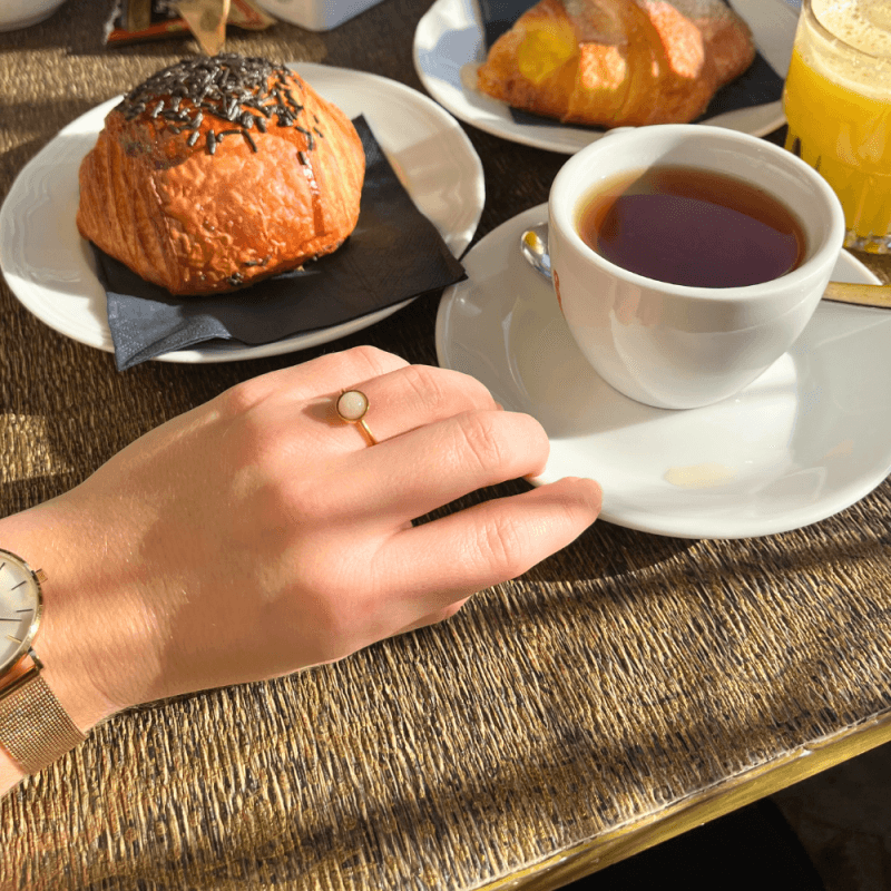 Ring Rosenquarz golden