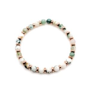 Armband Adèle Roségold aus Moos-Achat weißer Hintergrund