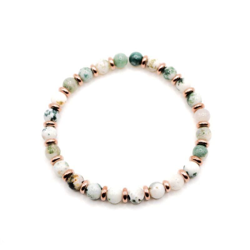 Armband Adèle Roségold aus Moos-Achat weißer Hintergrund