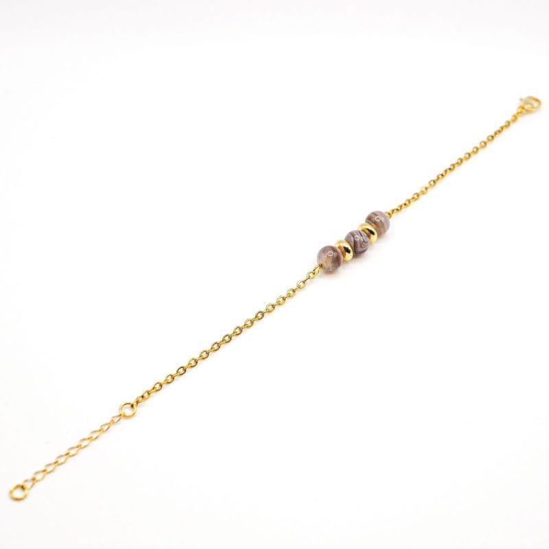 Kettenarmband Jeanne aus Botswana-Achat weißer Hintergrund