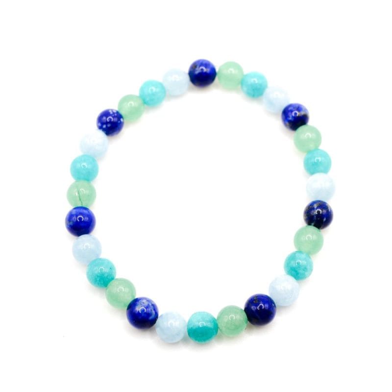 Armband Derya mehrere Steine _ Lapislazuli - Aquamarin - Amazonit - Grüner Aventurin weißer Hintergrund