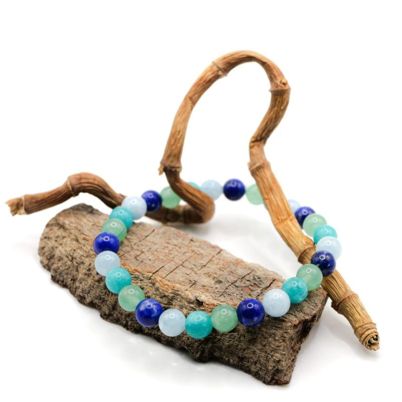 Armband Derya mehrere Steine _ Lapislazuli - Aquamarin - Amazonit - Grüner Aventurin