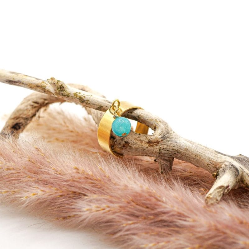 Goldener Charm-Ring Naturstein Amazonit