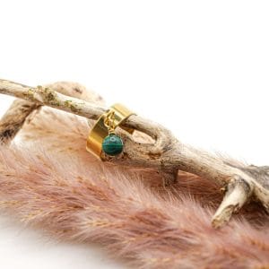 Goldener Charm-Ring Naturstein Malachit