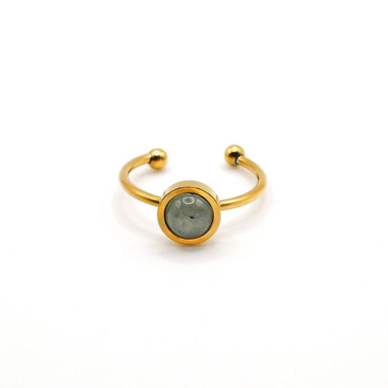 Ring Naturstein Grüner Aventurin Gold Weißer Hintergrund
