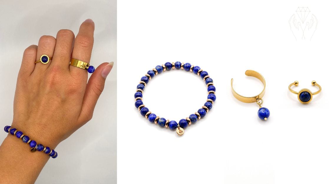 Lapislazuli: Ein Naturstein gegen Stress dank Lithotherapie 13 Schmuckset aus Lapislazuli