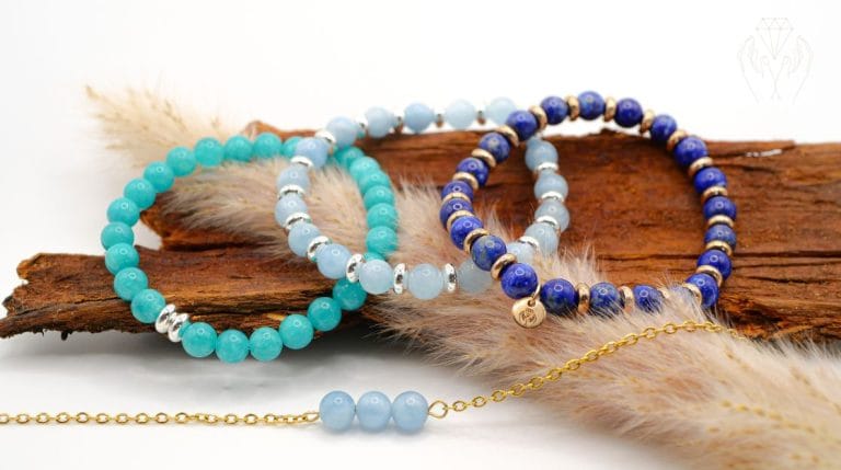 Armband Natursteinperlen Ton Bleu