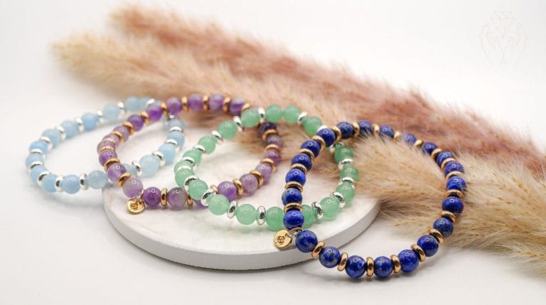 Armbänder aus Natursteinen Aquamarin - Amethyst - Grüner Aventurin - Lapislazuli