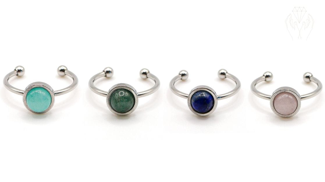 Set aus Ringen Silber mit Natursteinen
