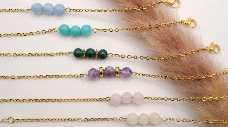 Kettenarmbänder aus Natursteinen Aquamarin - Amazonit - Malachit - Amethyst - Rosenquarz - Citrin