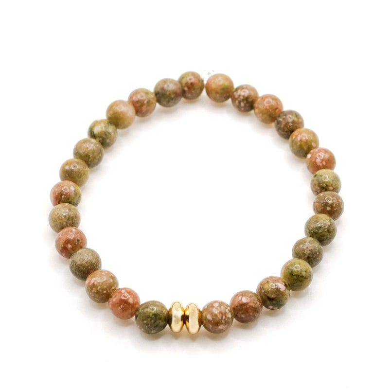 Armband Natursteine Unakit Neue Kollektion Weißer Hintergrund