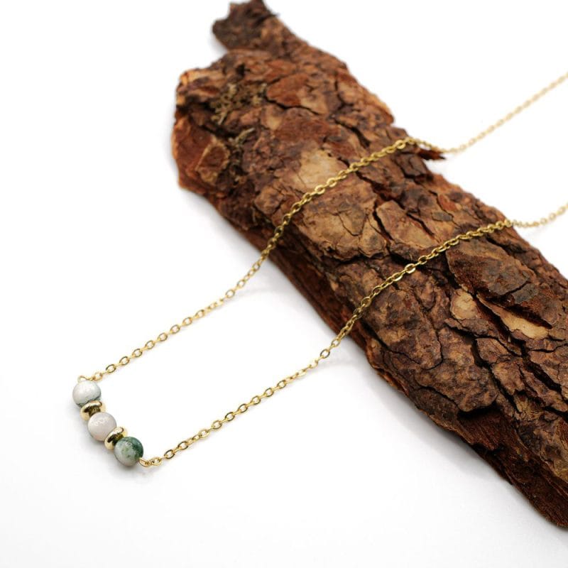 Collier Agate Mousse Or